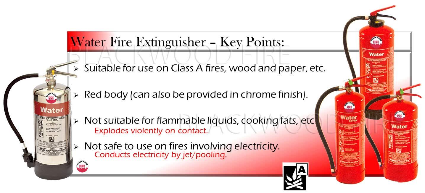 FirePower water fire extinguisher - with key points
